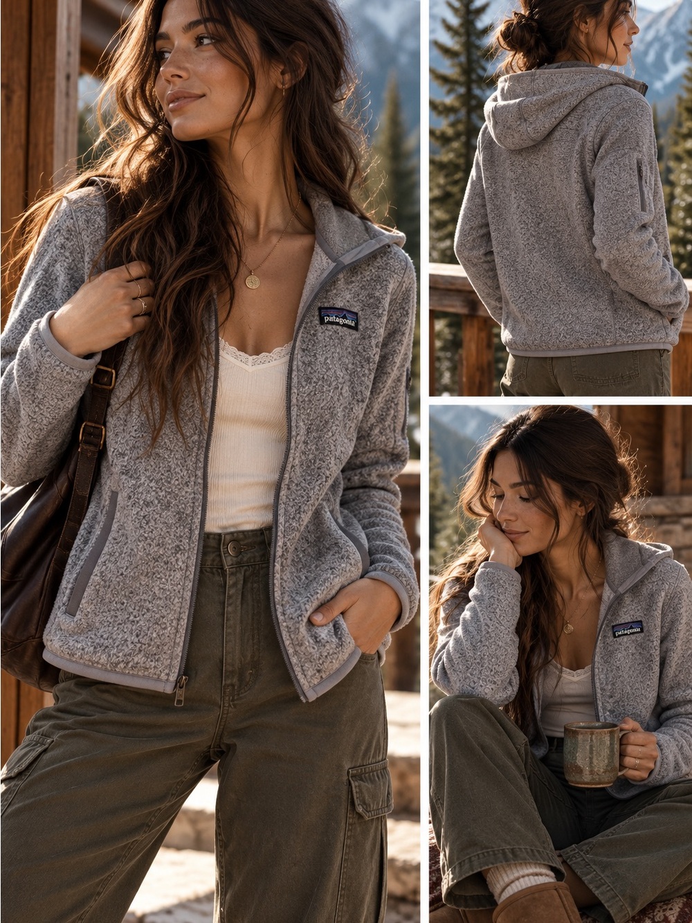 Patagonia Heather Gray Women's Hooded Full-Zip Teddy Fleece Jacket